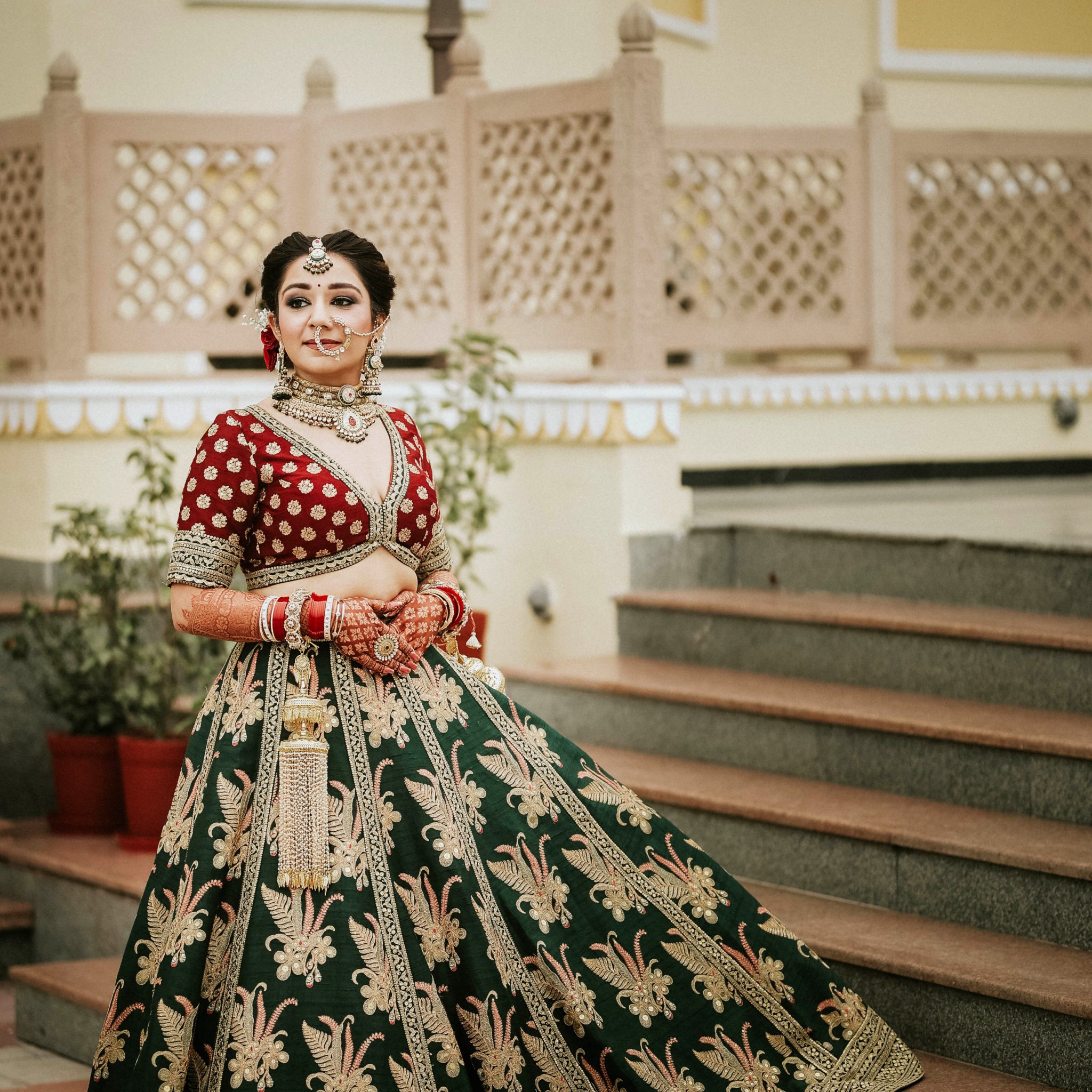 Photo posing techniques for brides- Wedding Lehanga- Beautiful bride all decked up for her D-Day