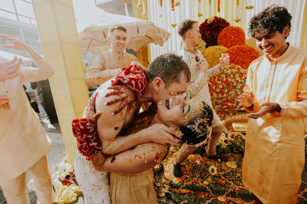 Still of Suchi & Patric from their haldi ceremony