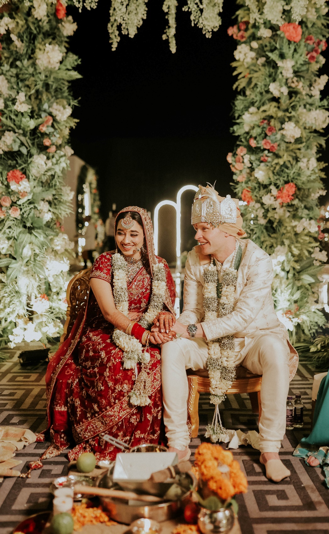 This picture is from the hindu wedding ceremony of Suchi & Patric, when they were sitting for the their pheras