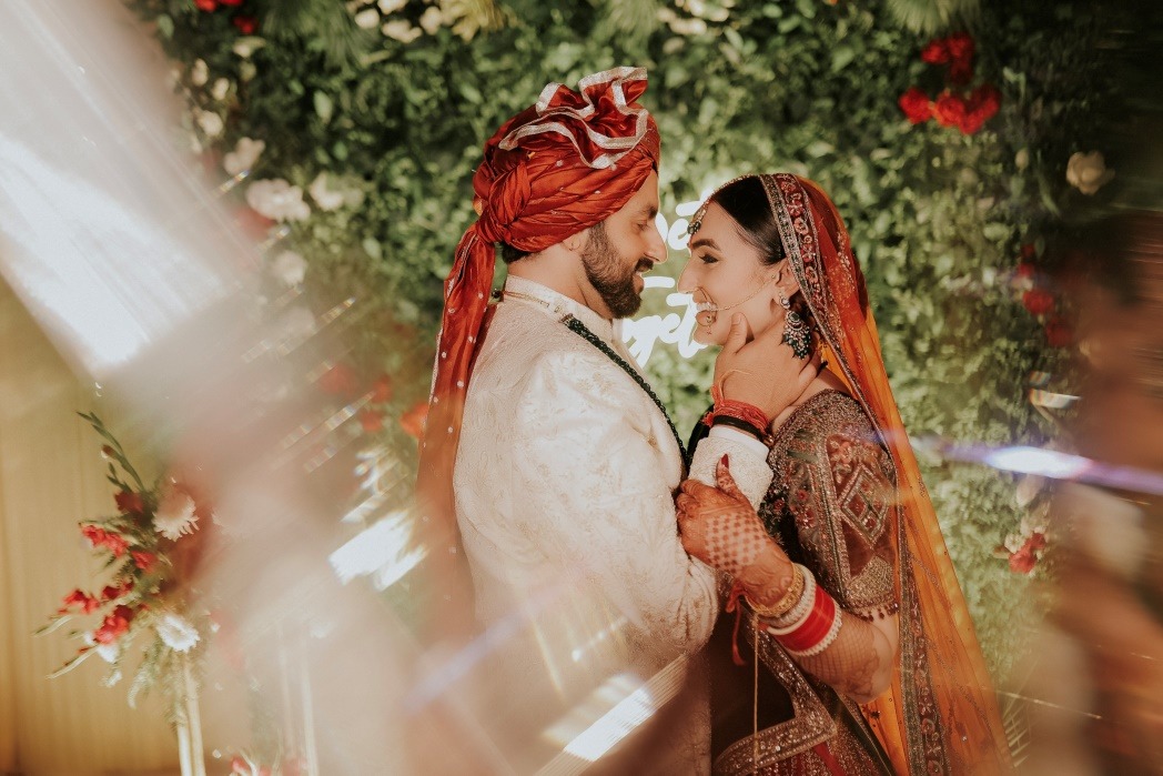 Wedding photo of couple from Indian wedding