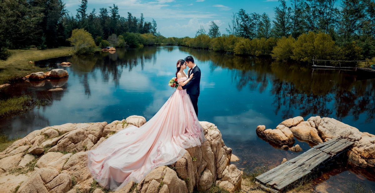 A pre-wedding shoot is a relaxed photo session done before your wedding day. It captures your chemistry as a couple without the pressure of guests, rituals, or tight timelines.